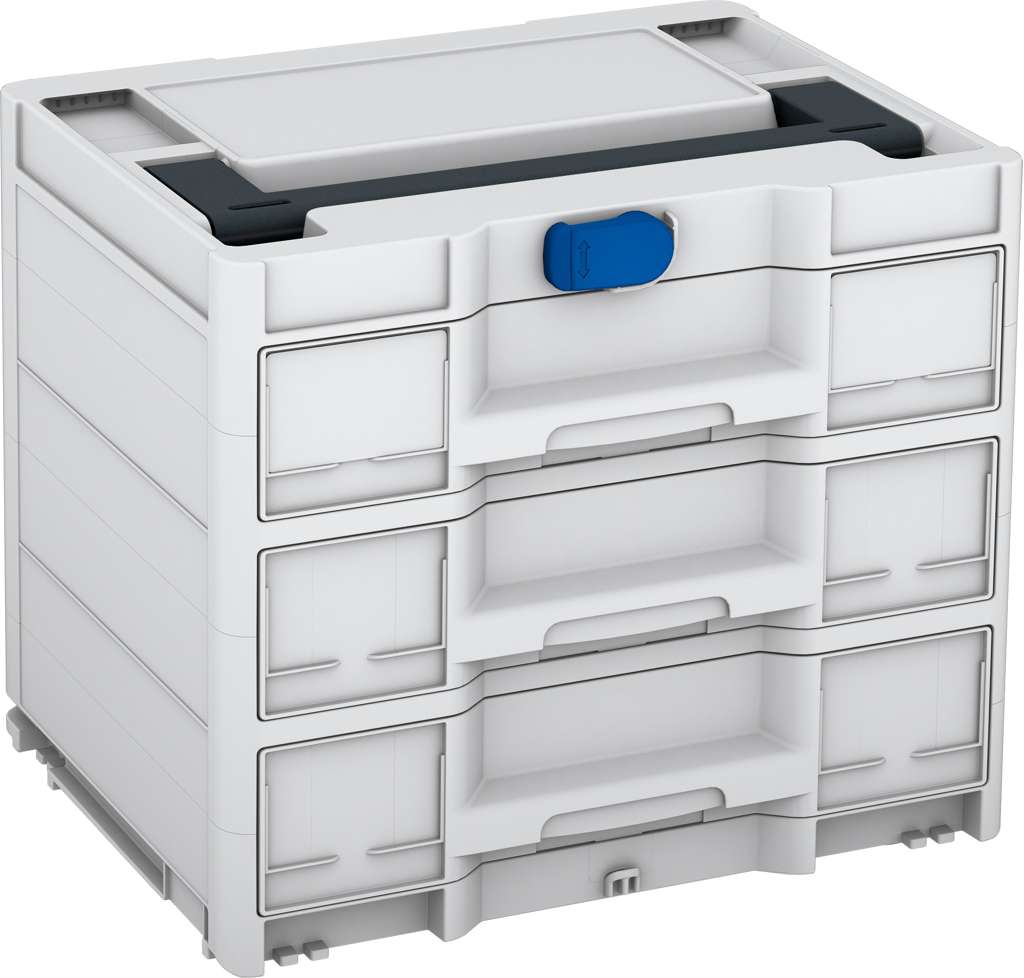 Systainer³ Sortainer/3 M 337, Light Grey with Anthracite lid handle and Signal Blue catches
