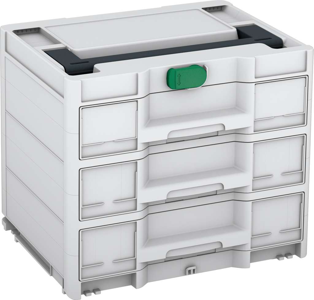 Systainer³ Sortainer/3 M 337, Light Grey with Anthracite lid handle and Signal Green catches