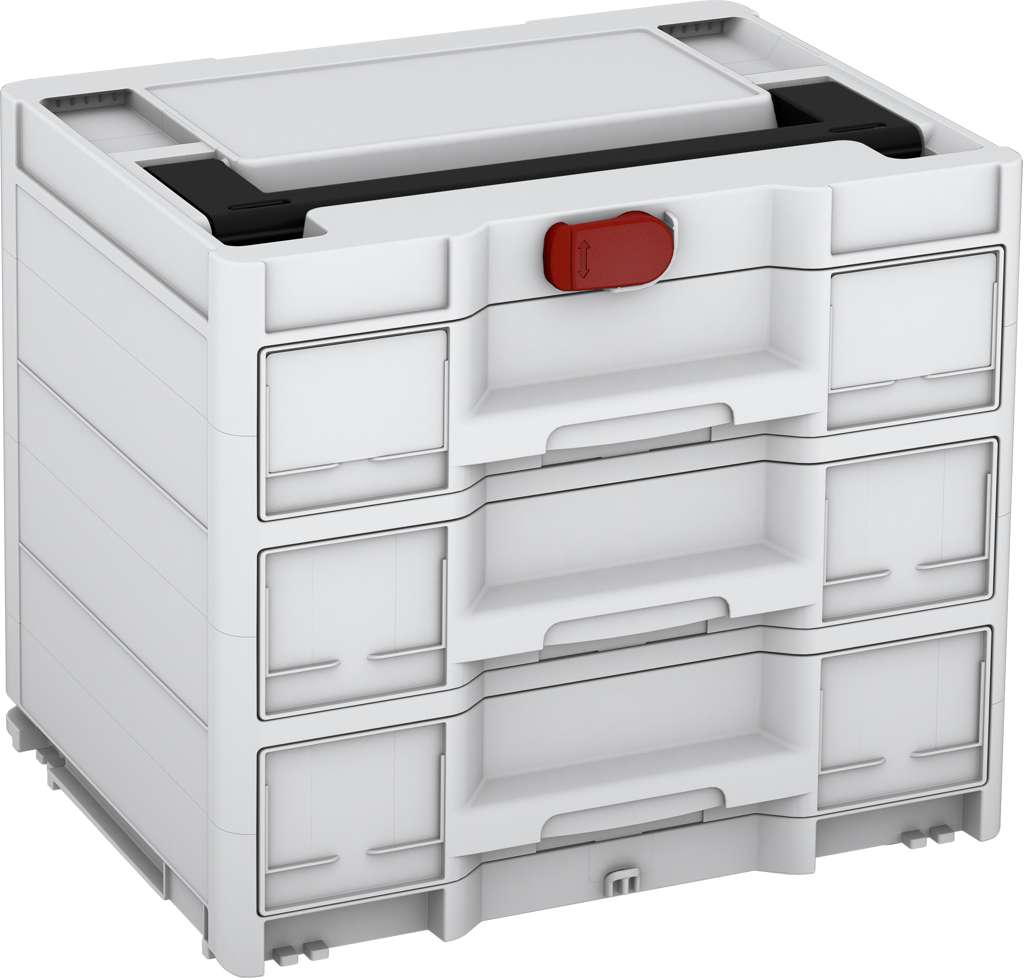 Systainer³ Sortainer/3 M 337, Light Grey with Black lid handle and Carmine Red catches