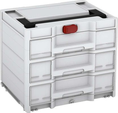 Systainer³ Sortainer/3 M 337, Light Grey with Black lid handle and Carmine Red catches