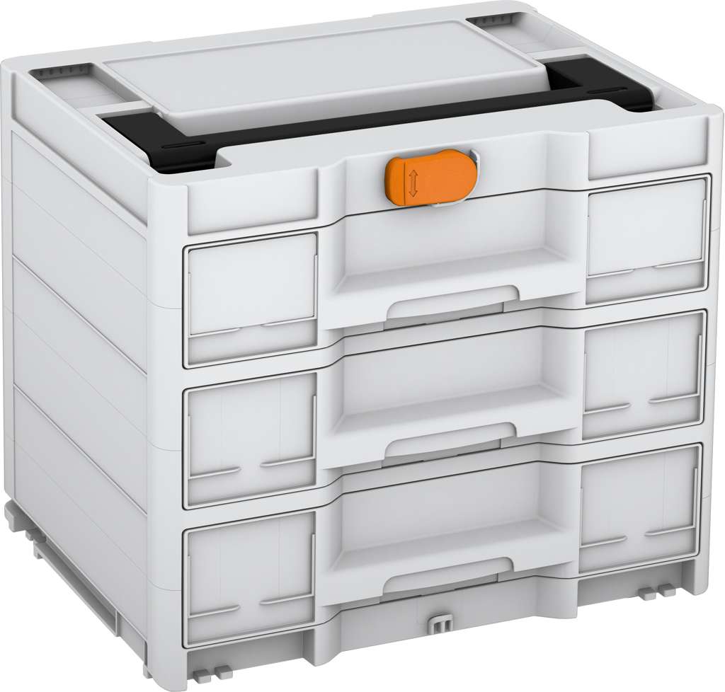 Systainer³ Sortainer/3 M 337, Light Grey with Black lid handle and Deep Orange catches