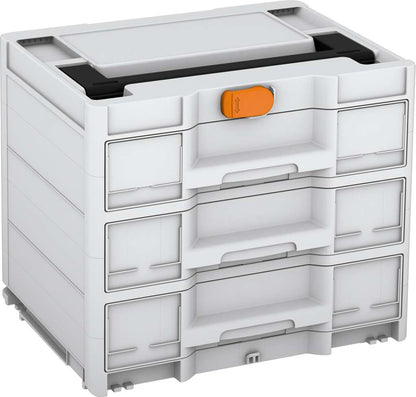 Systainer³ Sortainer/3 M 337, Light Grey with Black lid handle and Deep Orange catches