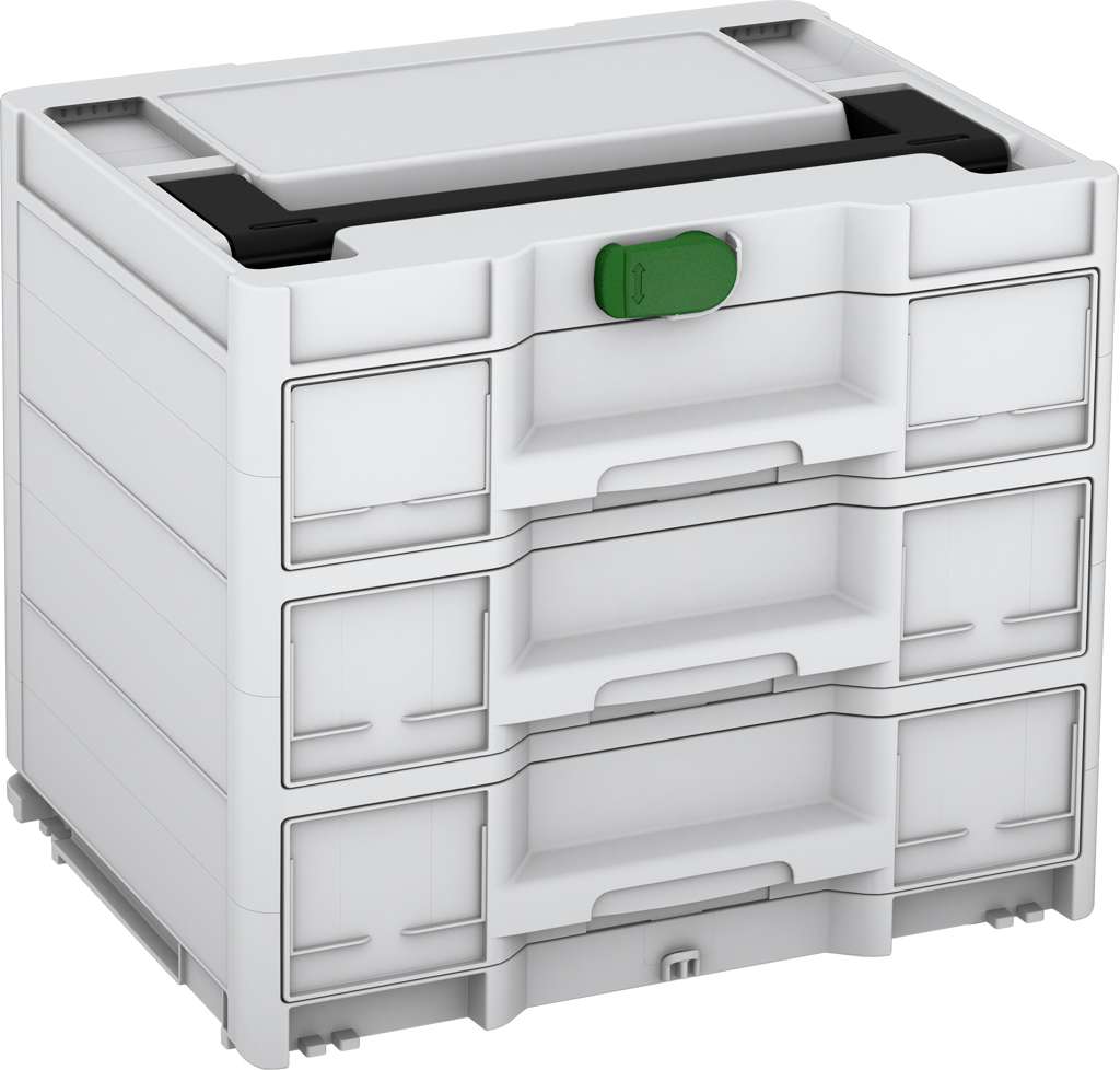 Systainer³ Sortainer/3 M 337, Light Grey with Black lid handle and Emerald Green catches