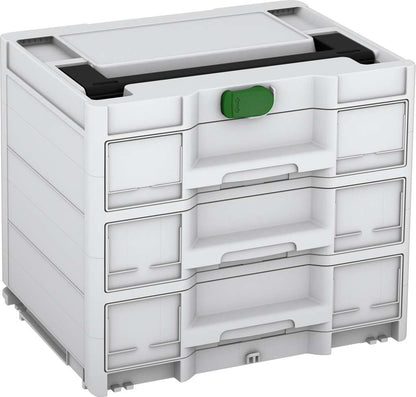 Systainer³ Sortainer/3 M 337, Light Grey with Black lid handle and Emerald Green catches