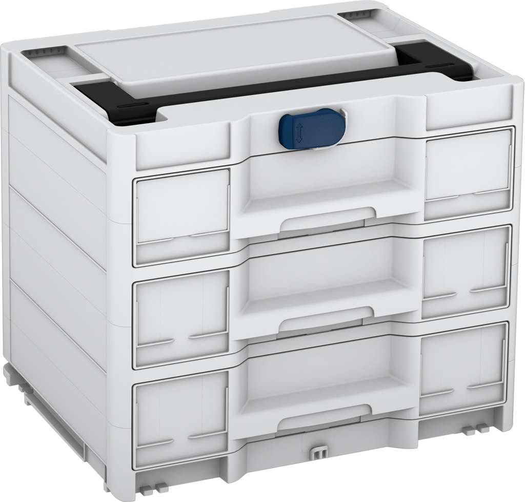 Systainer³ Sortainer/3 M 337, Light Grey with Black lid handle and Sapphire Blue catches