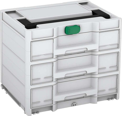 Systainer³ Sortainer/3 M 337, Light Grey with Black lid handle and Signal Green catches