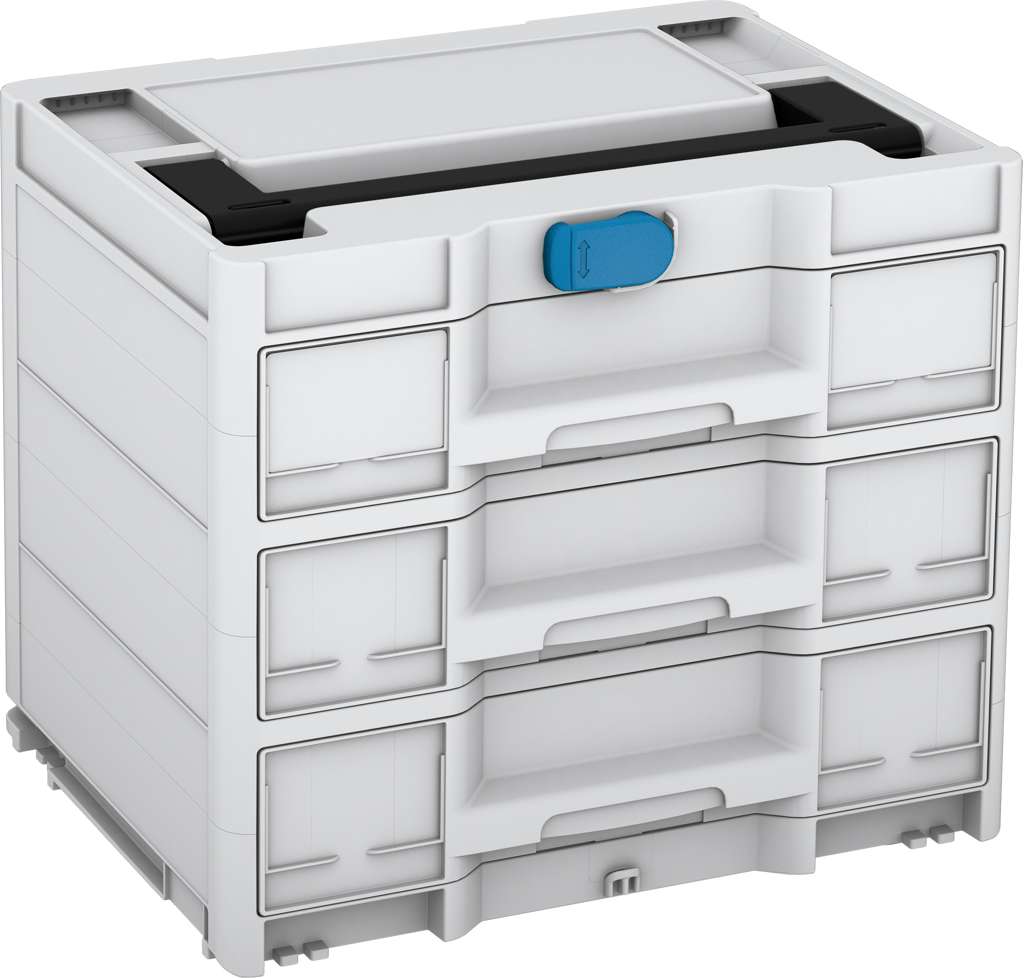 Systainer³ Sortainer/3 M 337, Light Grey with Black lid handle and Sky Blue catches