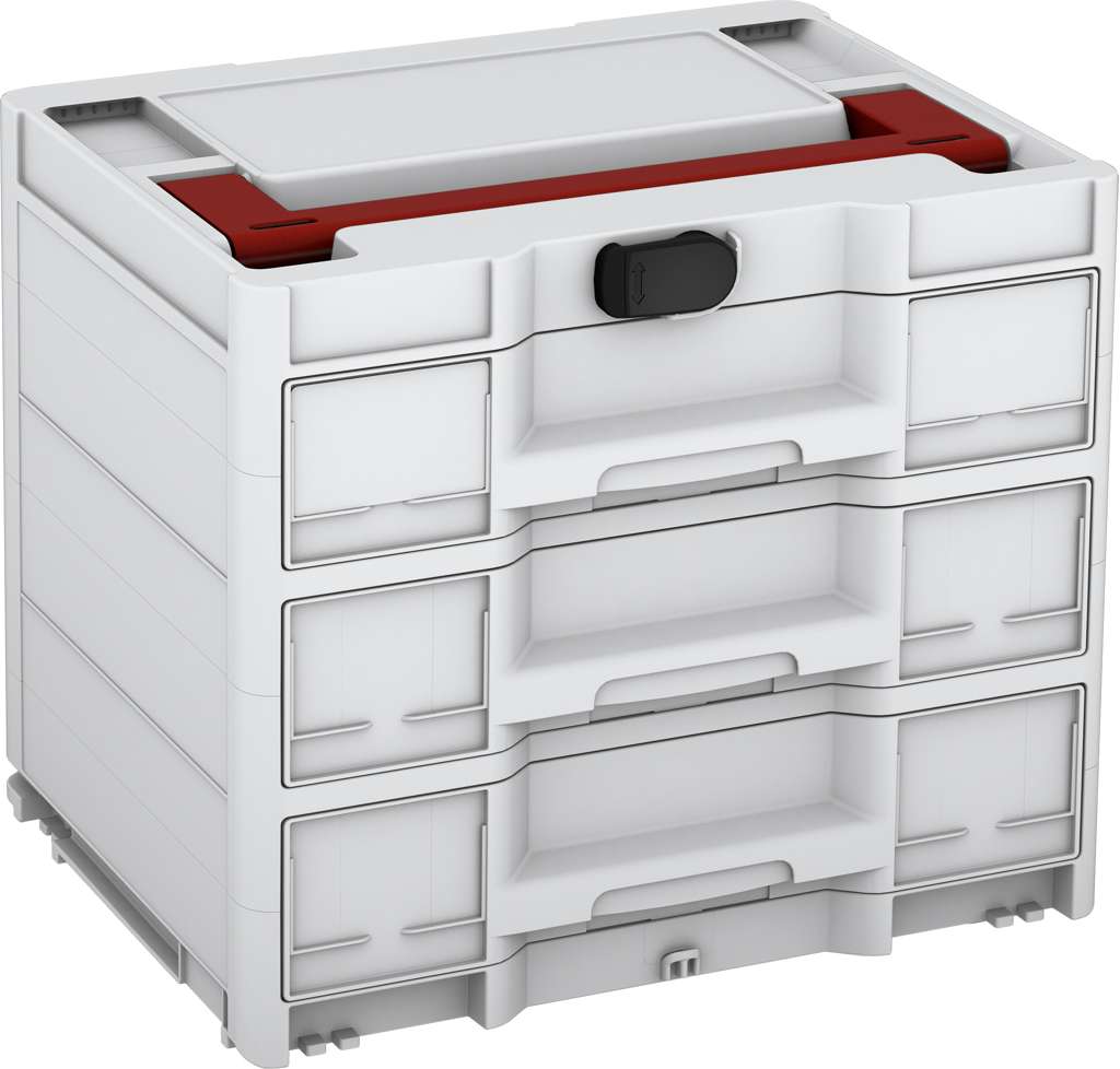 Systainer³ Sortainer/3 M 337, Light Grey with Carmine Red lid handle and Black catches