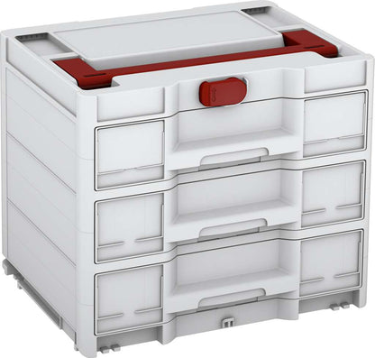 Systainer³ Sortainer/3 M 337, Light Grey with Carmine Red lid handle and Carmine Red catches