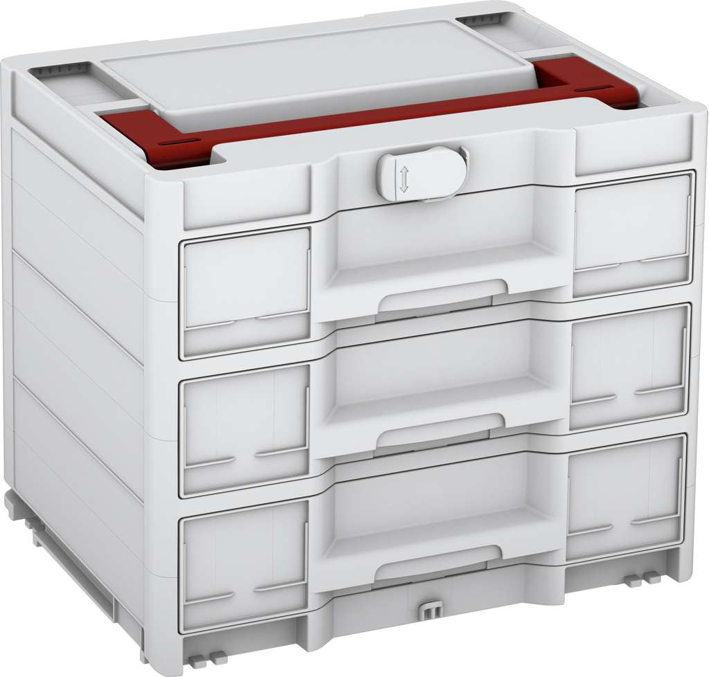 Systainer³ Sortainer/3 M 337, Light Grey with Carmine Red lid handle