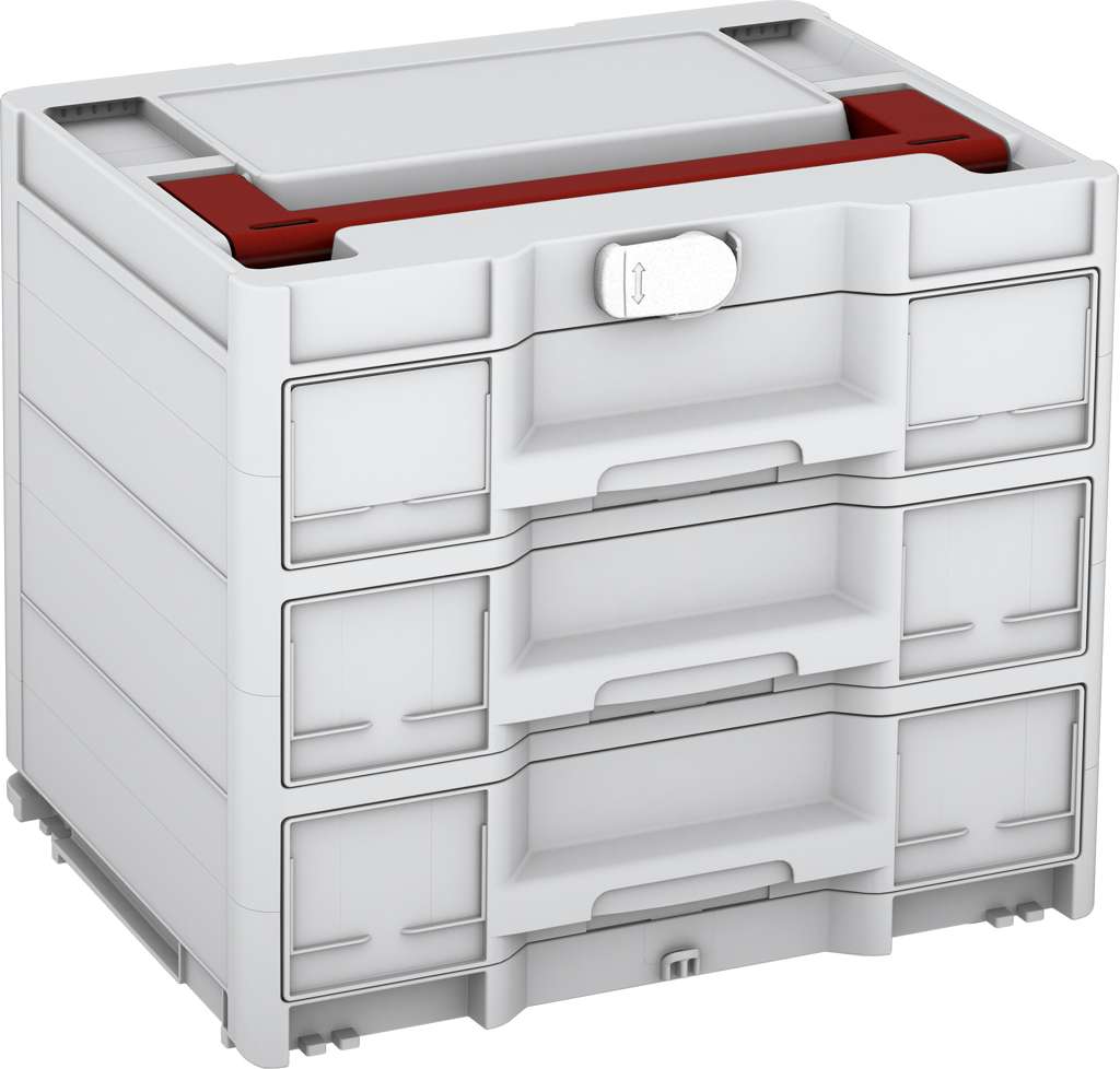 Systainer³ Sortainer/3 M 337, Light Grey with Carmine Red lid handle and White catches