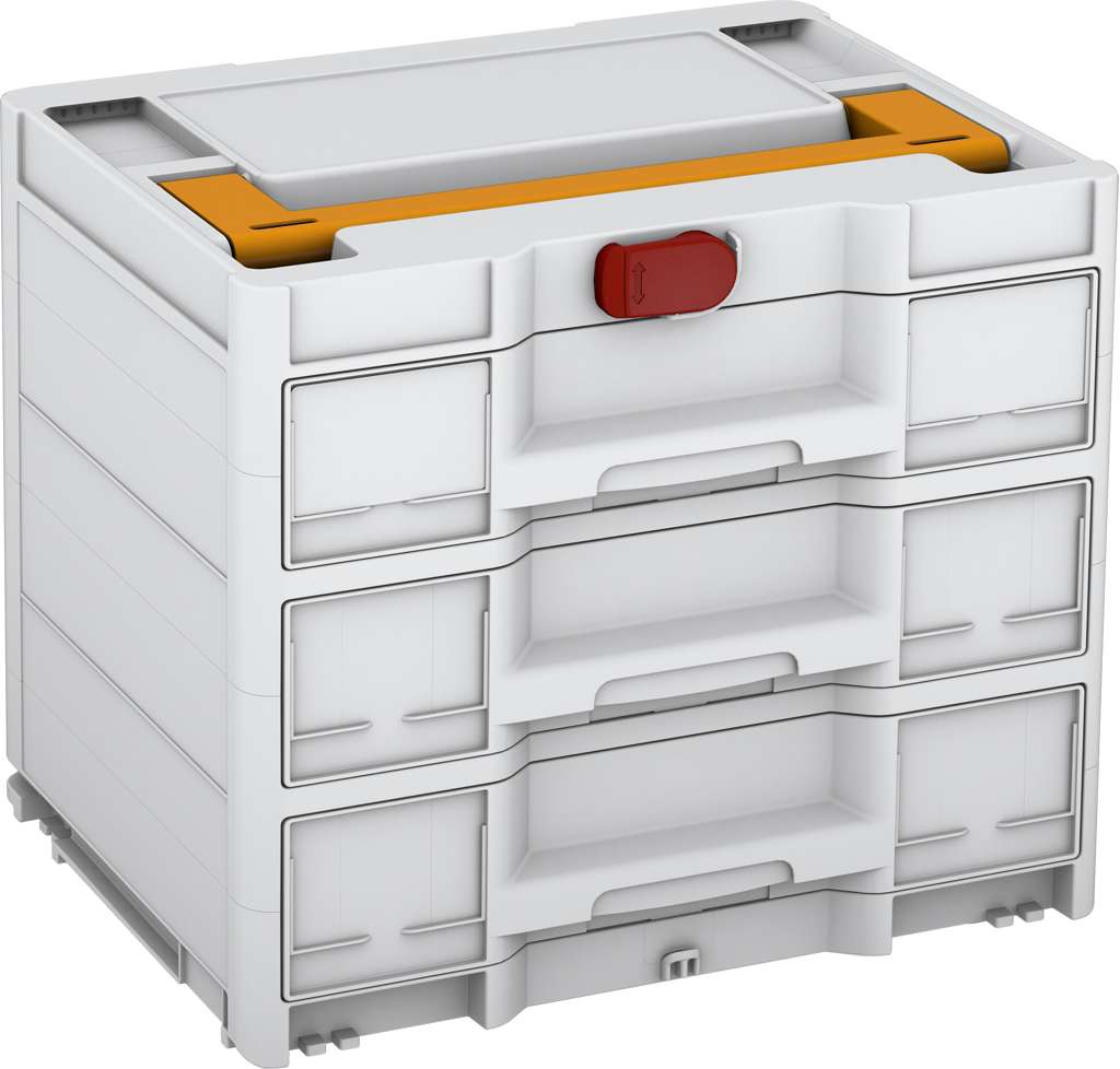 Systainer³ Sortainer/3 M 337, Light Grey with Daffodil Yellow lid handle and Carmine Red catches