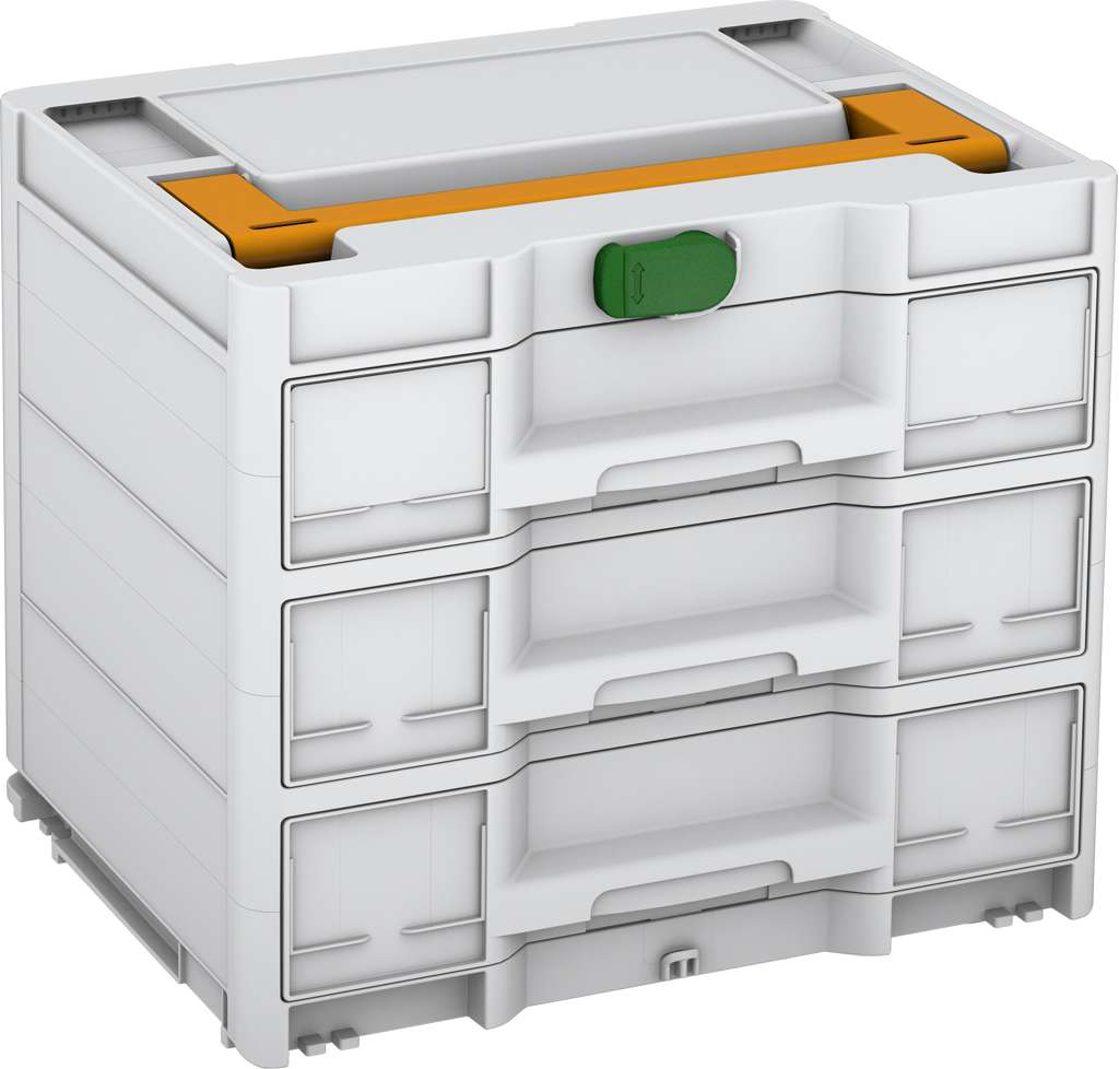 Systainer³ Sortainer/3 M 337, Light Grey with Daffodil Yellow lid handle and Emerald Green catches