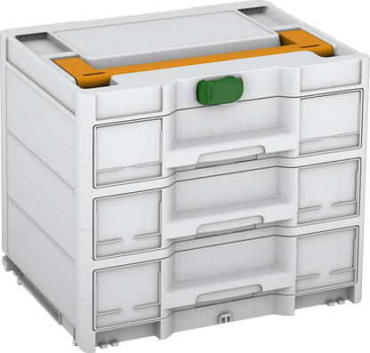 Systainer³ Sortainer/3 M 337, Light Grey with Daffodil Yellow lid handle and Emerald Green catches