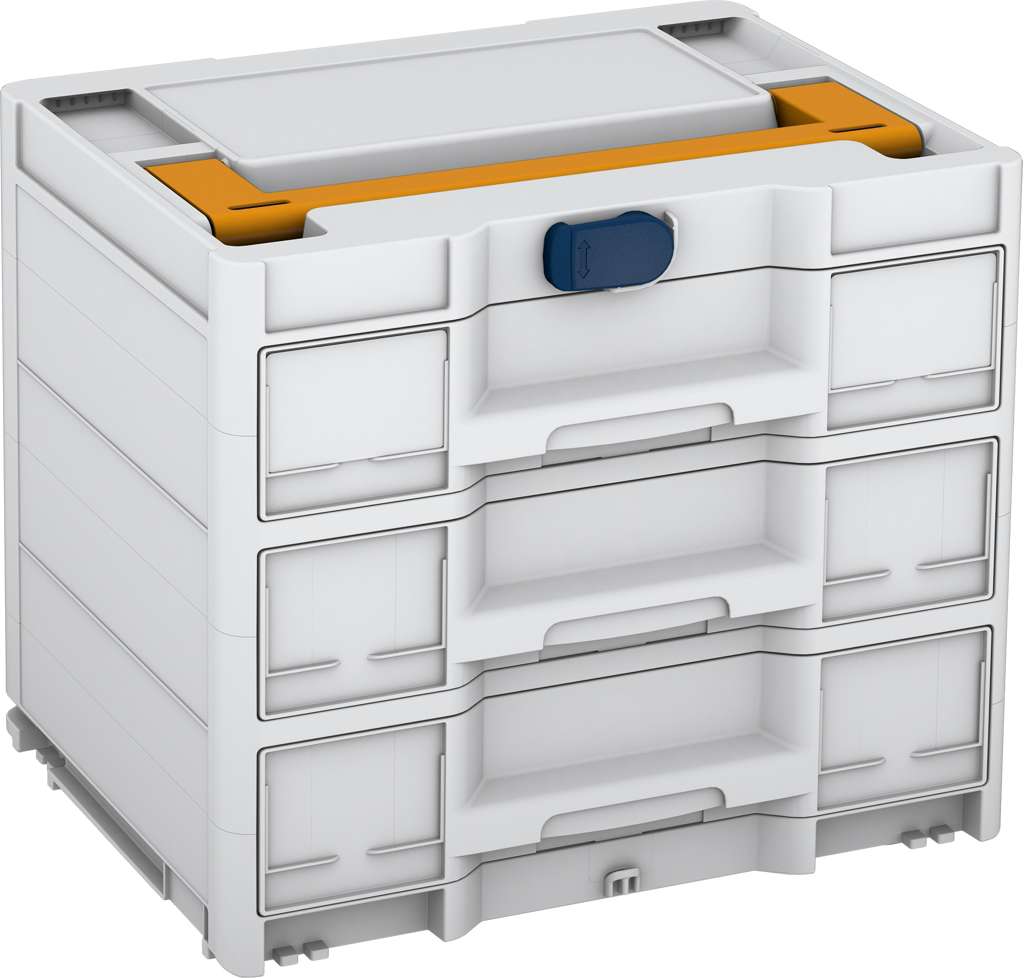 Systainer³ Sortainer/3 M 337, Light Grey with Daffodil Yellow lid handle and Sapphire Blue catches