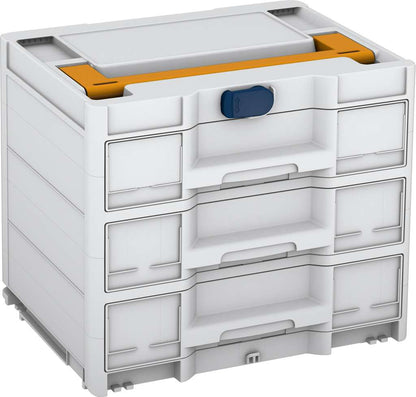 Systainer³ Sortainer/3 M 337, Light Grey with Daffodil Yellow lid handle and Sapphire Blue catches