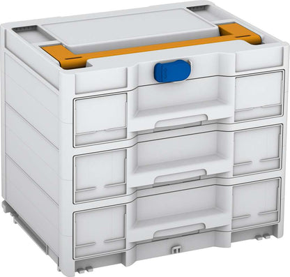 Systainer³ Sortainer/3 M 337, Light Grey with Daffodil Yellow lid handle and Signal Blue catches