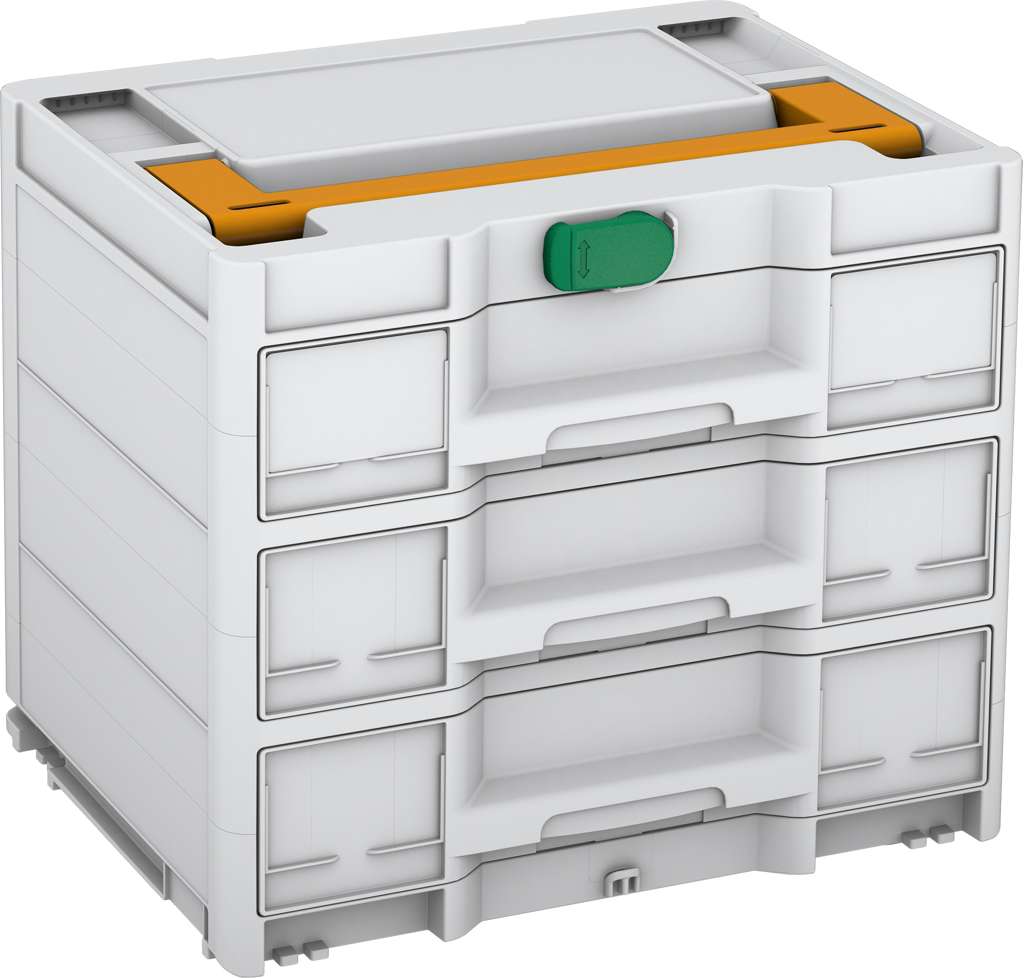 Systainer³ Sortainer/3 M 337, Light Grey with Daffodil Yellow lid handle and Signal Green catches