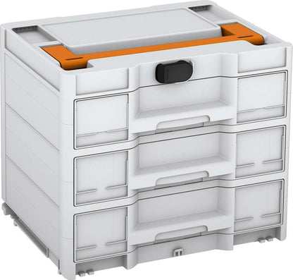 Systainer³ Sortainer/3 M 337, Light Grey with Deep Orange lid handle and Black catches