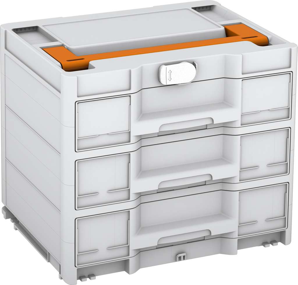 Systainer³ Sortainer/3 M 337, Light Grey with Deep Orange lid handle and White catches