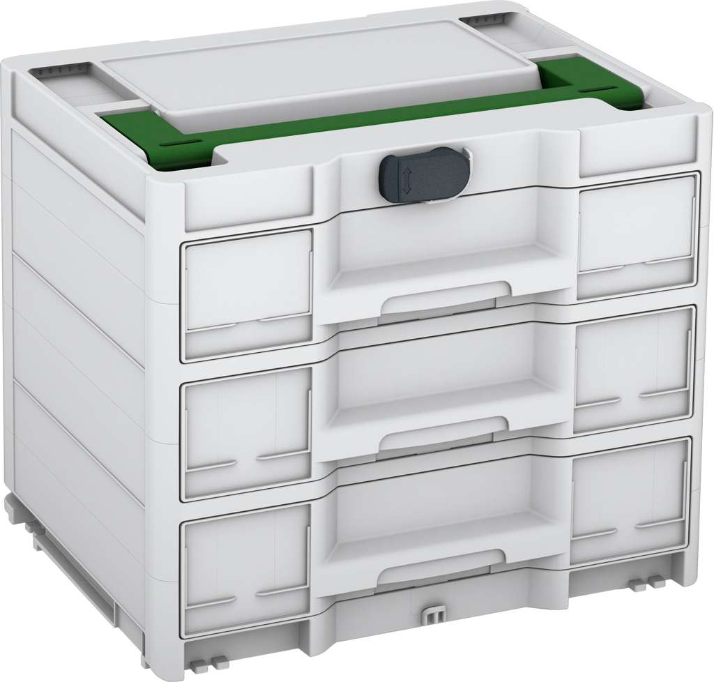 Systainer³ Sortainer/3 M 337, Light Grey with Emerald Green lid handle and Anthracite catches