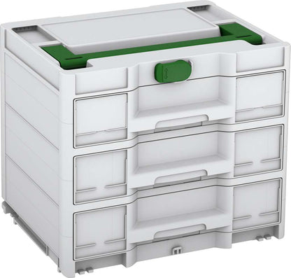 Systainer³ Sortainer/3 M 337, Light Grey with Emerald Green lid handle and Emerald Green catches