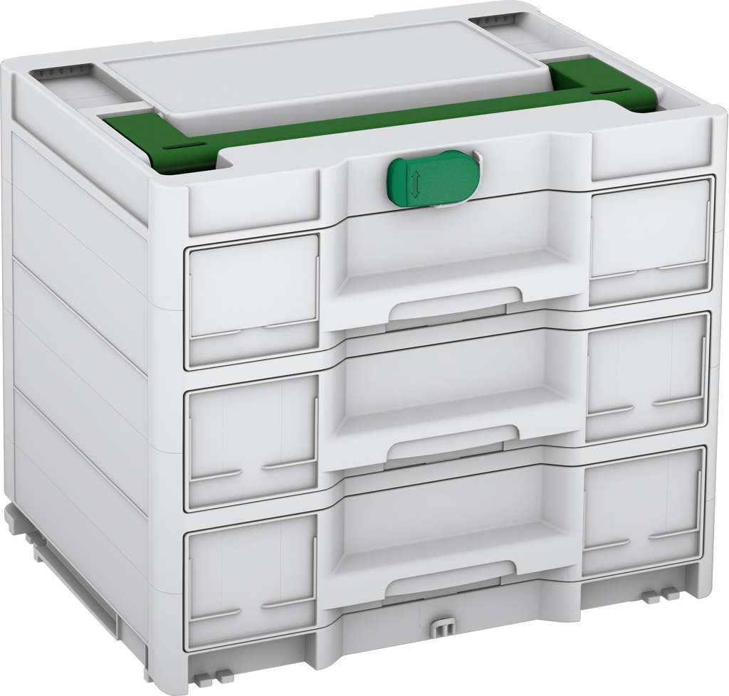 Systainer³ Sortainer/3 M 337, Light Grey with Emerald Green lid handle and Signal Green catches