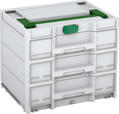 Systainer³ Sortainer/3 M 337, Light Grey with Emerald Green lid handle and Signal Green catches