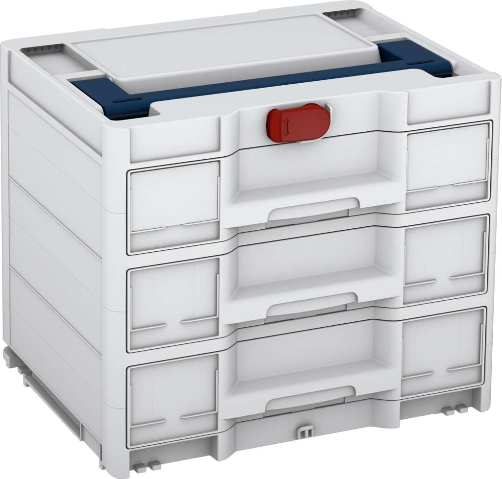 Systainer³ Sortainer/3 M 337, Light Grey with Sapphire Blue lid handle and Carmine Red catches