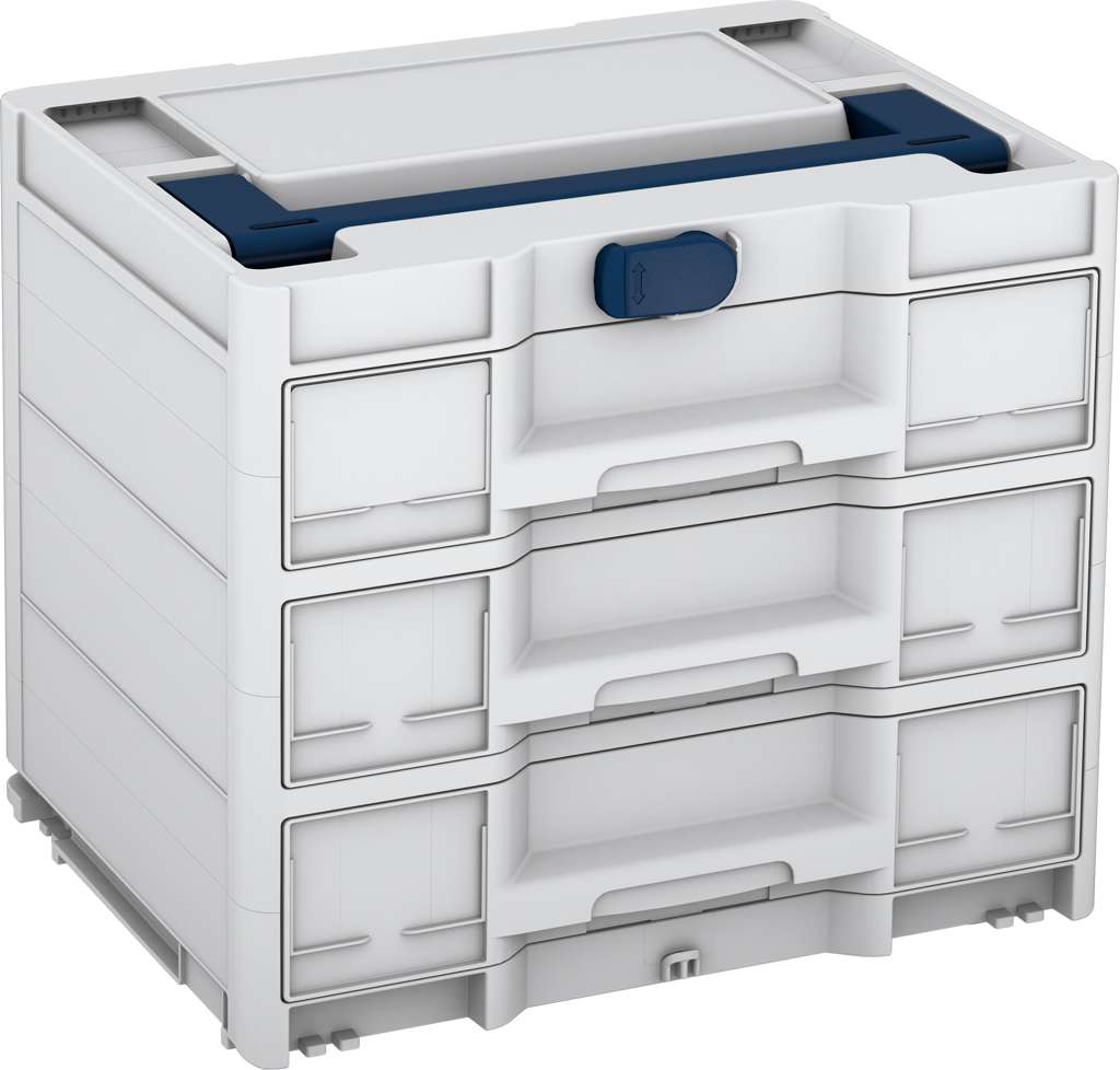 Systainer³ Sortainer/3 M 337, Light Grey with Sapphire Blue lid handle and Sapphire Blue catches