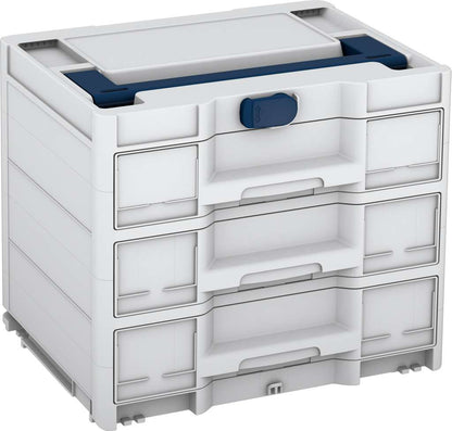 Systainer³ Sortainer/3 M 337, Light Grey with Sapphire Blue lid handle and Sapphire Blue catches