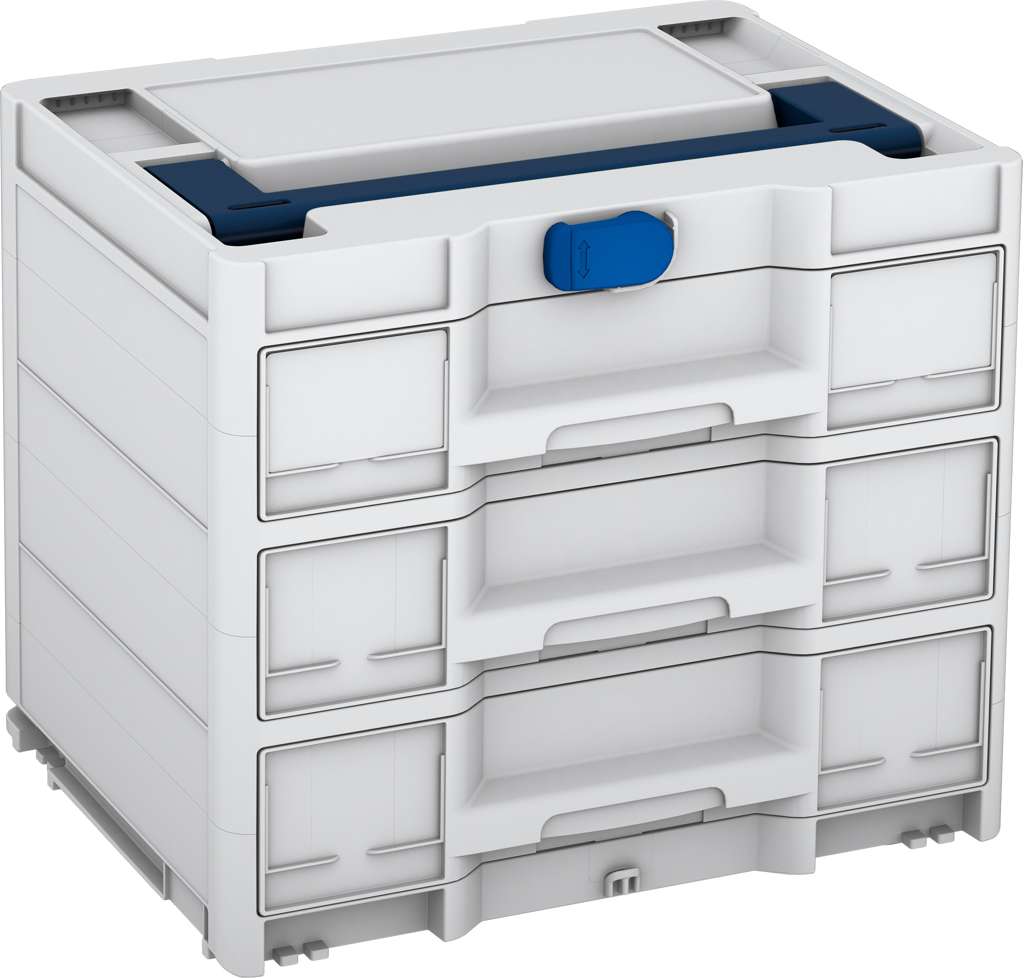 Systainer³ Sortainer/3 M 337, Light Grey with Sapphire Blue lid handle and Signal Blue catches