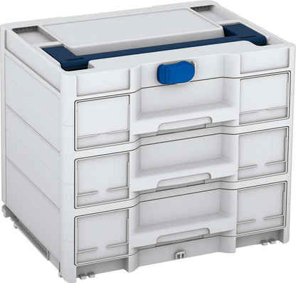 Systainer³ Sortainer/3 M 337, Light Grey with Sapphire Blue lid handle and Signal Blue catches