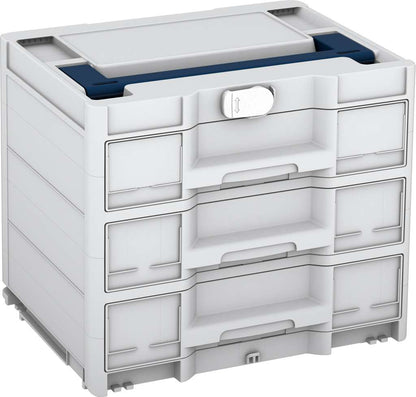 Systainer³ Sortainer/3 M 337, Light Grey with Sapphire Blue lid handle and White catches