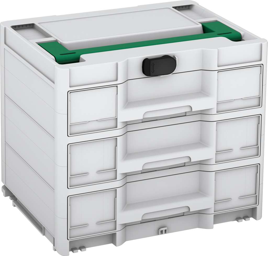 Systainer³ Sortainer/3 M 337, Light Grey with Signal Green lid handle and Black catches