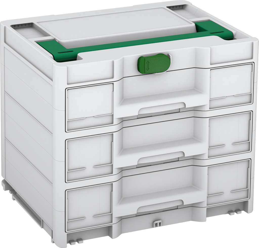 Systainer³ Sortainer/3 M 337, Light Grey with Signal Green lid handle and Emerald Green catches
