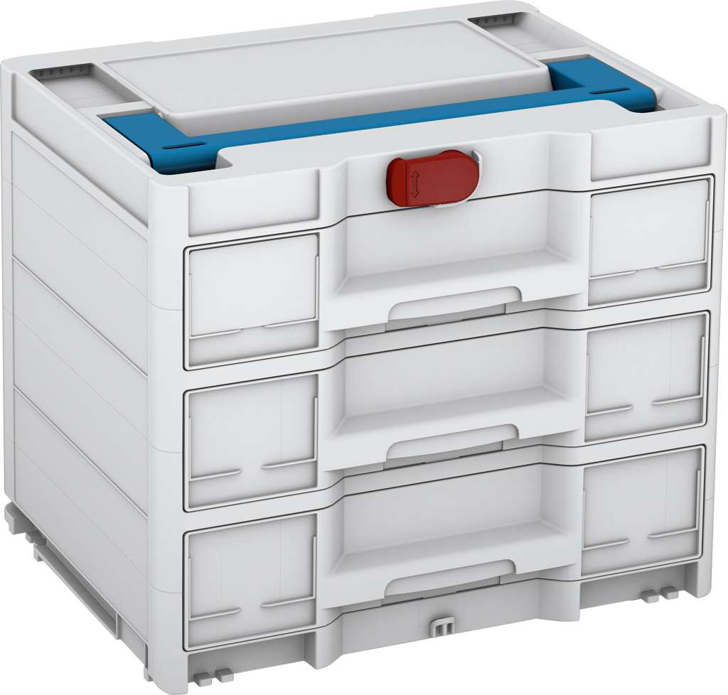Systainer³ Sortainer/3 M 337, Light Grey with Sky Blue lid handle and Carmine Red catches