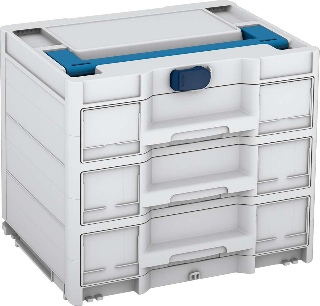 Systainer³ Sortainer/3 M 337, Light Grey with Sky Blue lid handle and Sapphire Blue catches