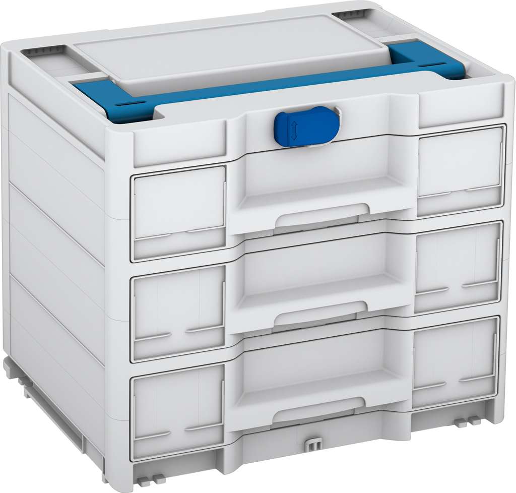 Systainer³ Sortainer/3 M 337, Light Grey with Sky Blue lid handle and Signal Blue catches