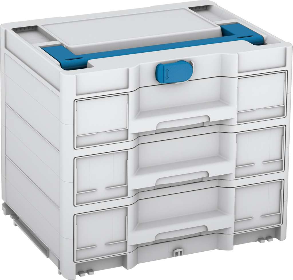 Systainer³ Sortainer/3 M 337, Light Grey with Sky Blue lid handle and Sky Blue catches