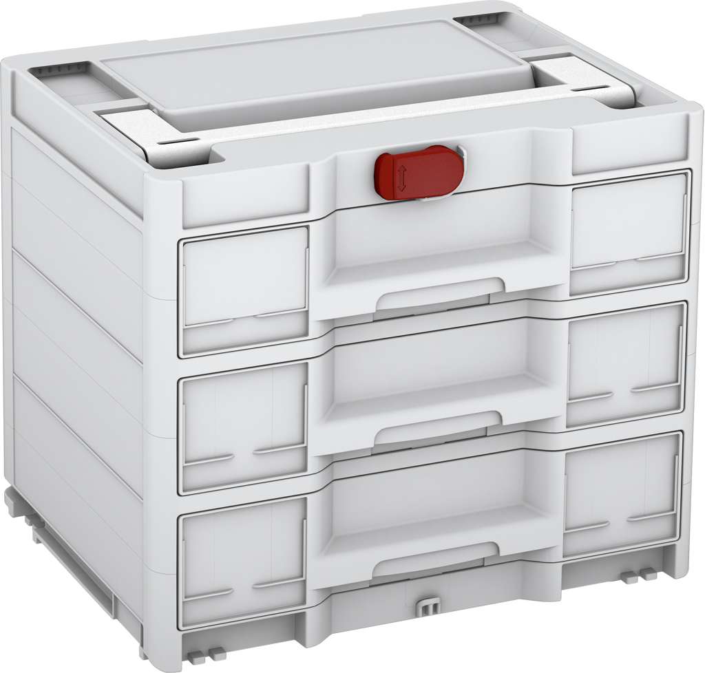 Systainer³ Sortainer/3 M 337, Light Grey with White lid handle and Carmine Red catches