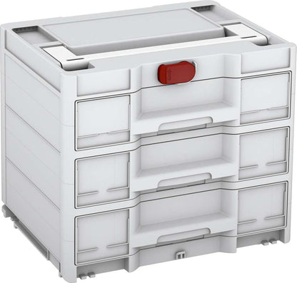 Systainer³ Sortainer/3 M 337, Light Grey with White lid handle and Carmine Red catches