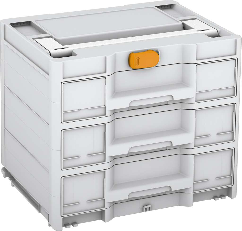 Systainer³ Sortainer/3 M 337, Light Grey with White lid handle and Daffodil Yellow catches