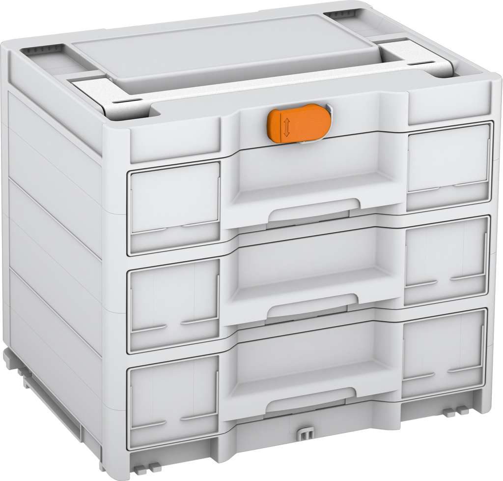 Systainer³ Sortainer/3 M 337, Light Grey with White lid handle and Deep Orange catches