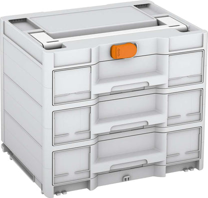 Systainer³ Sortainer/3 M 337, Light Grey with White lid handle and Deep Orange catches
