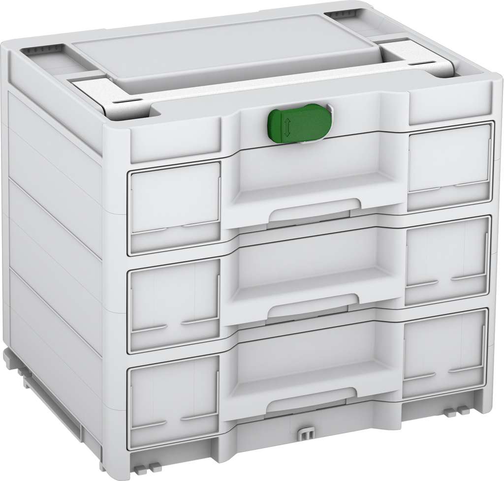 Systainer³ Sortainer/3 M 337, Light Grey with White lid handle and Emerald Green catches