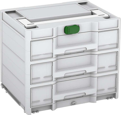 Systainer³ Sortainer/3 M 337, Light Grey with White lid handle and Emerald Green catches