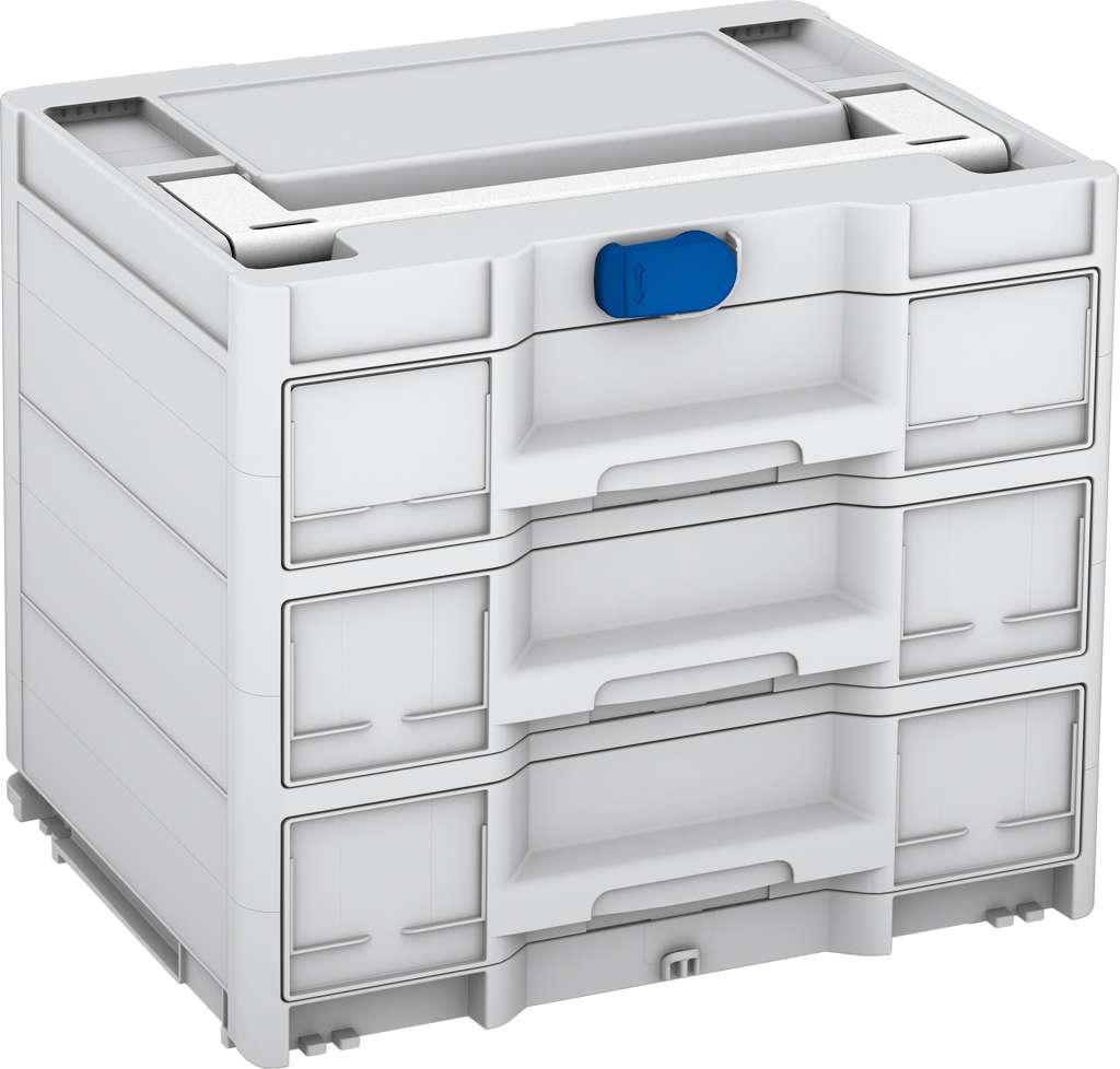 Systainer³ Sortainer/3 M 337, Light Grey with White lid handle and Signal Blue catches