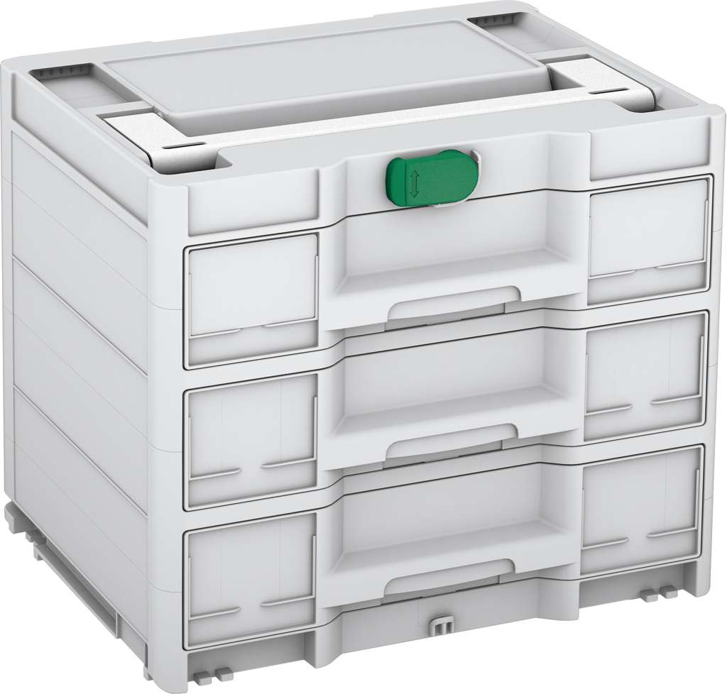 Systainer³ Sortainer/3 M 337, Light Grey with White lid handle and Signal Green catches