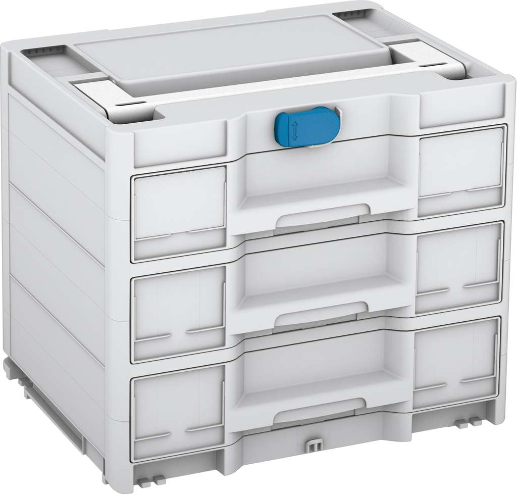 Systainer³ Sortainer/3 M 337, Light Grey with White lid handle and Sky Blue catches